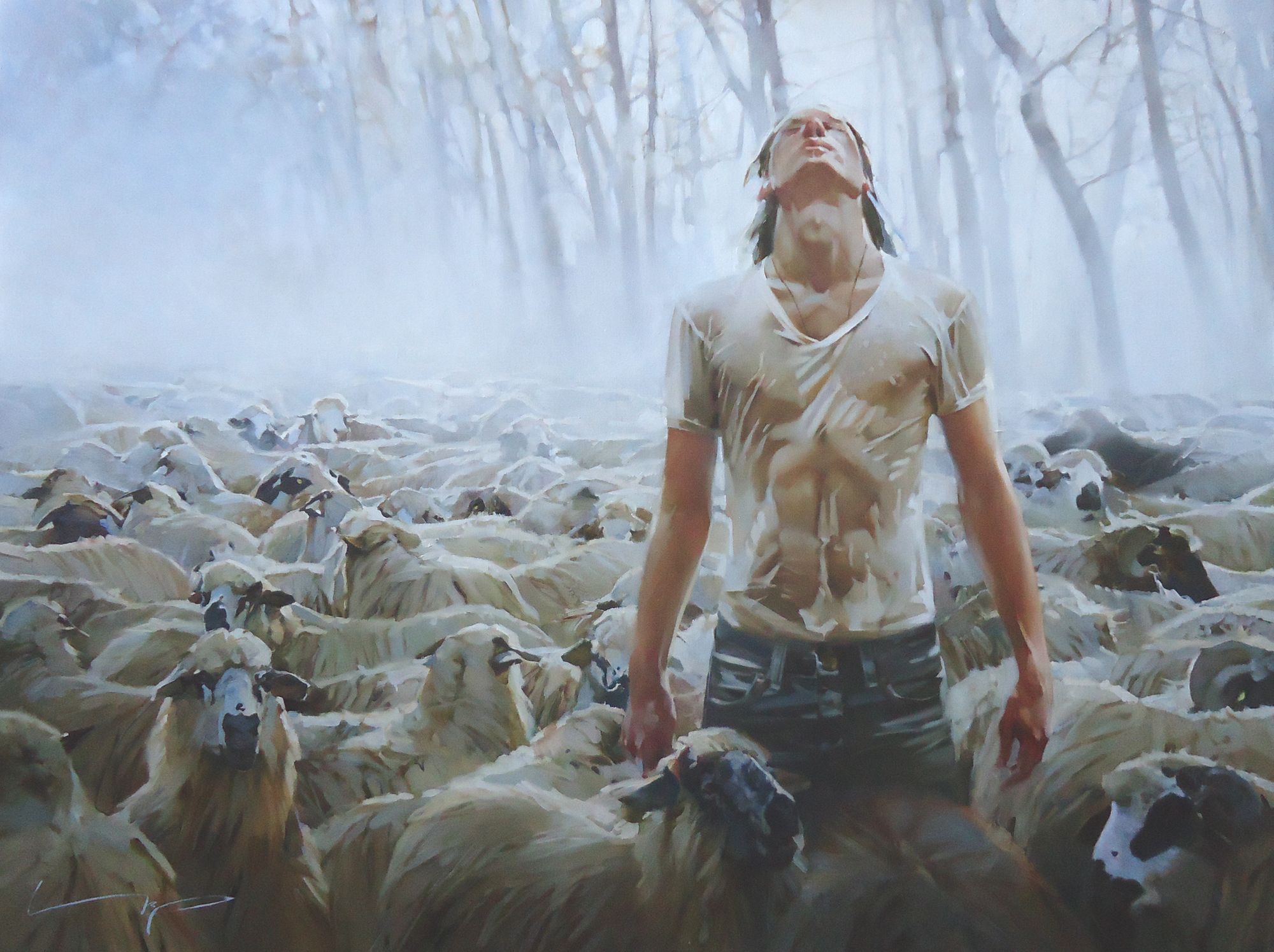 rain , shepherd, impressionism